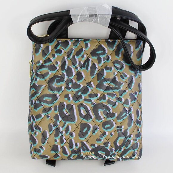 NWT Ted Baker Leopard Quilted Backpack– Stylish & Trendy Bag for Everyday Use - Picture 2 of 14